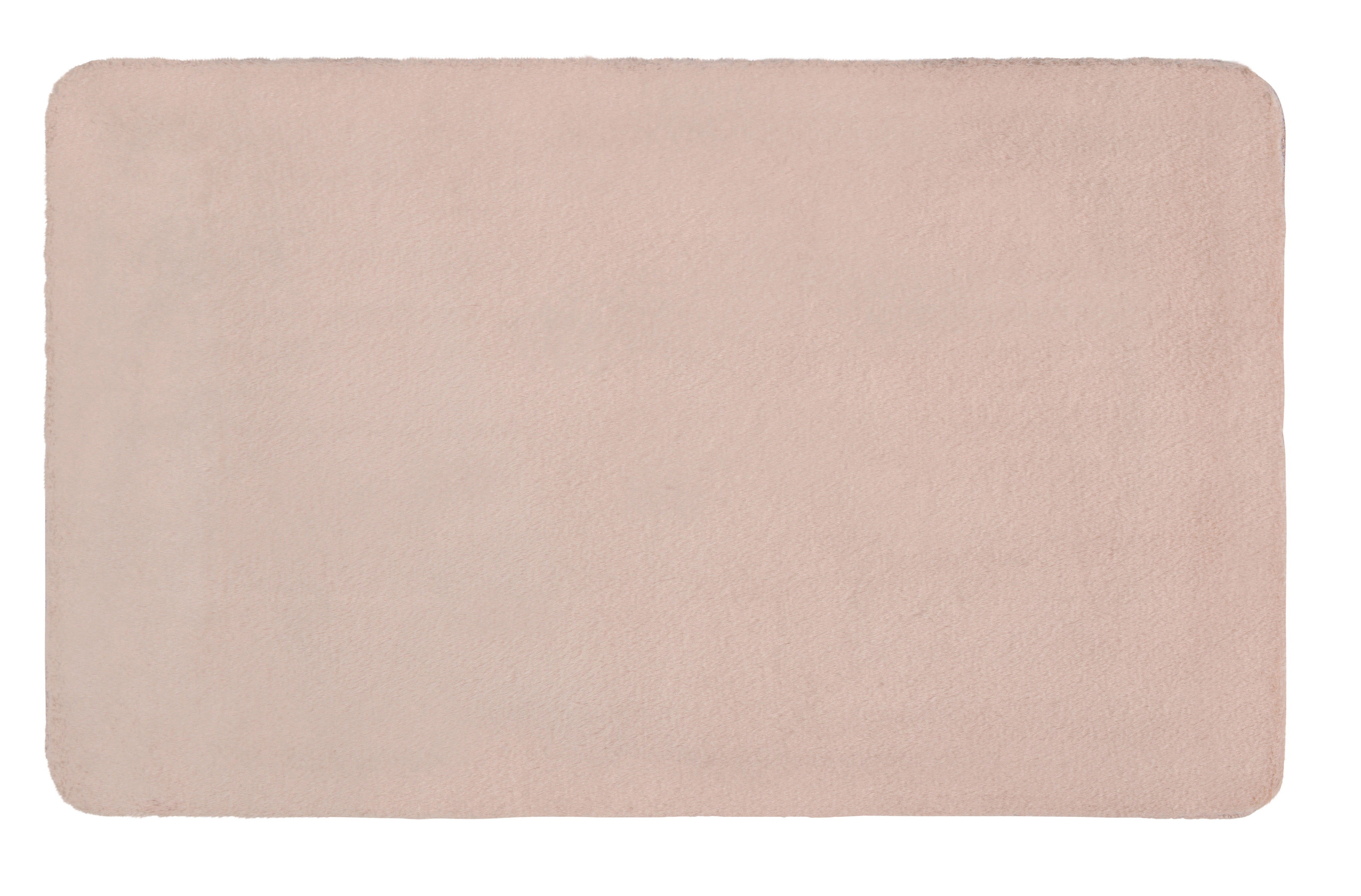 Weiche, rechteckige Badematte in zartem Rosa, ideal für ein gemütliches Badezimmerambiente.