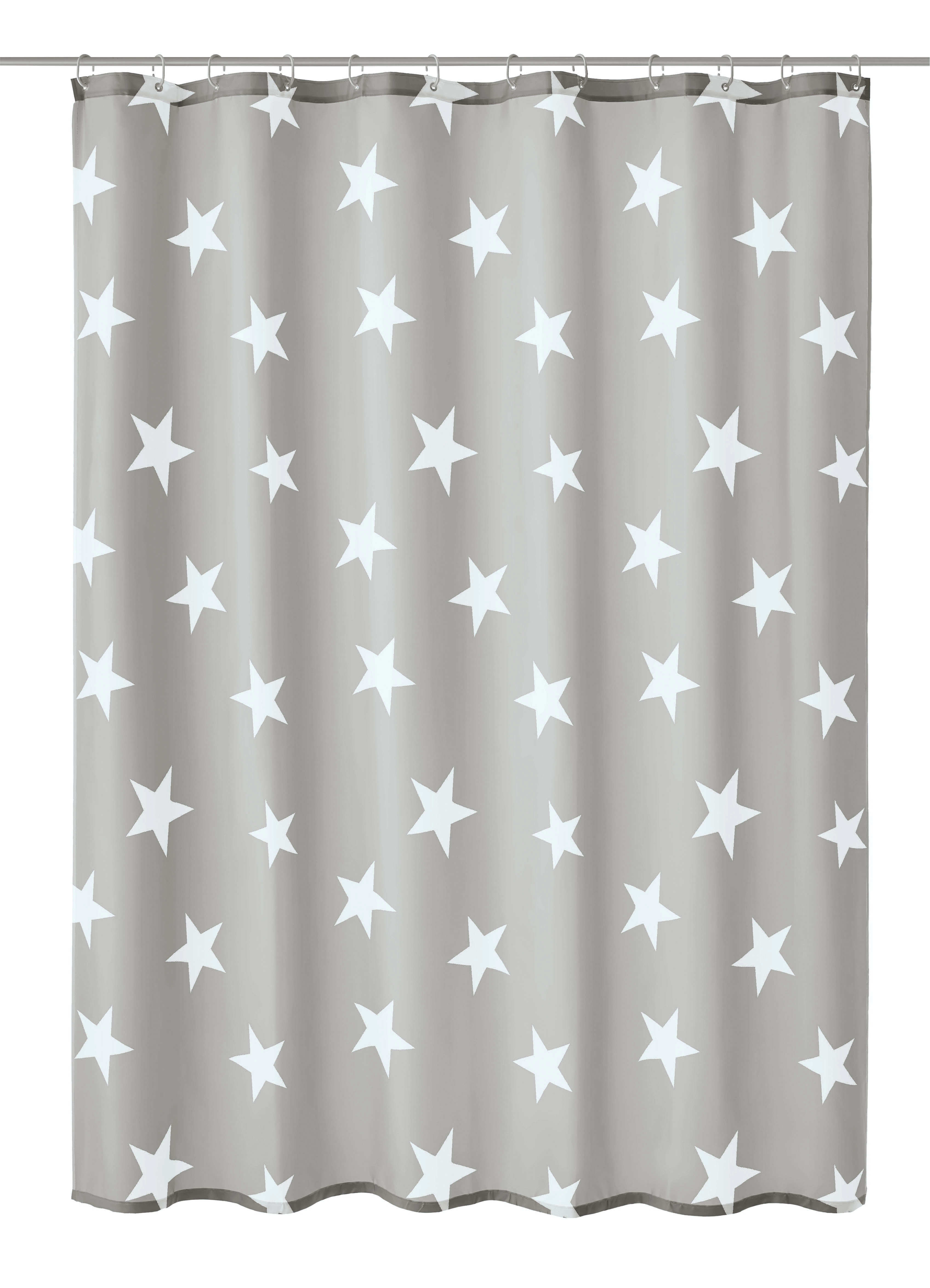 Duschvorhang Textil NOVA Platinfarben 180 x 200 cm Duschvorhang in Grau mit weißen Sternen, ideal für ein modernes Badezimmer. Hochwertiges Material, pflegeleicht und stilvoll.