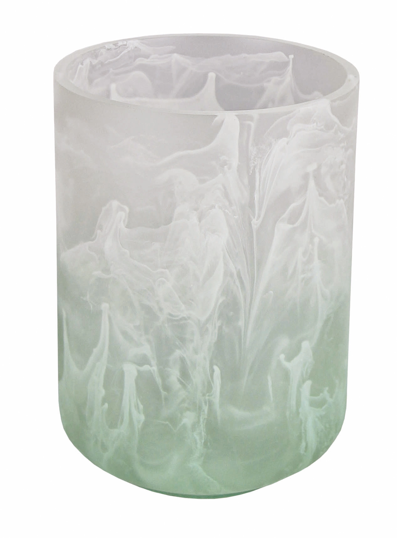 Zahnputzbecher FAIRY Maledivia Eleganter Zahnputzbecher aus Glas mit marmoriertem Design in Weiß und Grün. Perfekt für stilvolle Badezimmer.