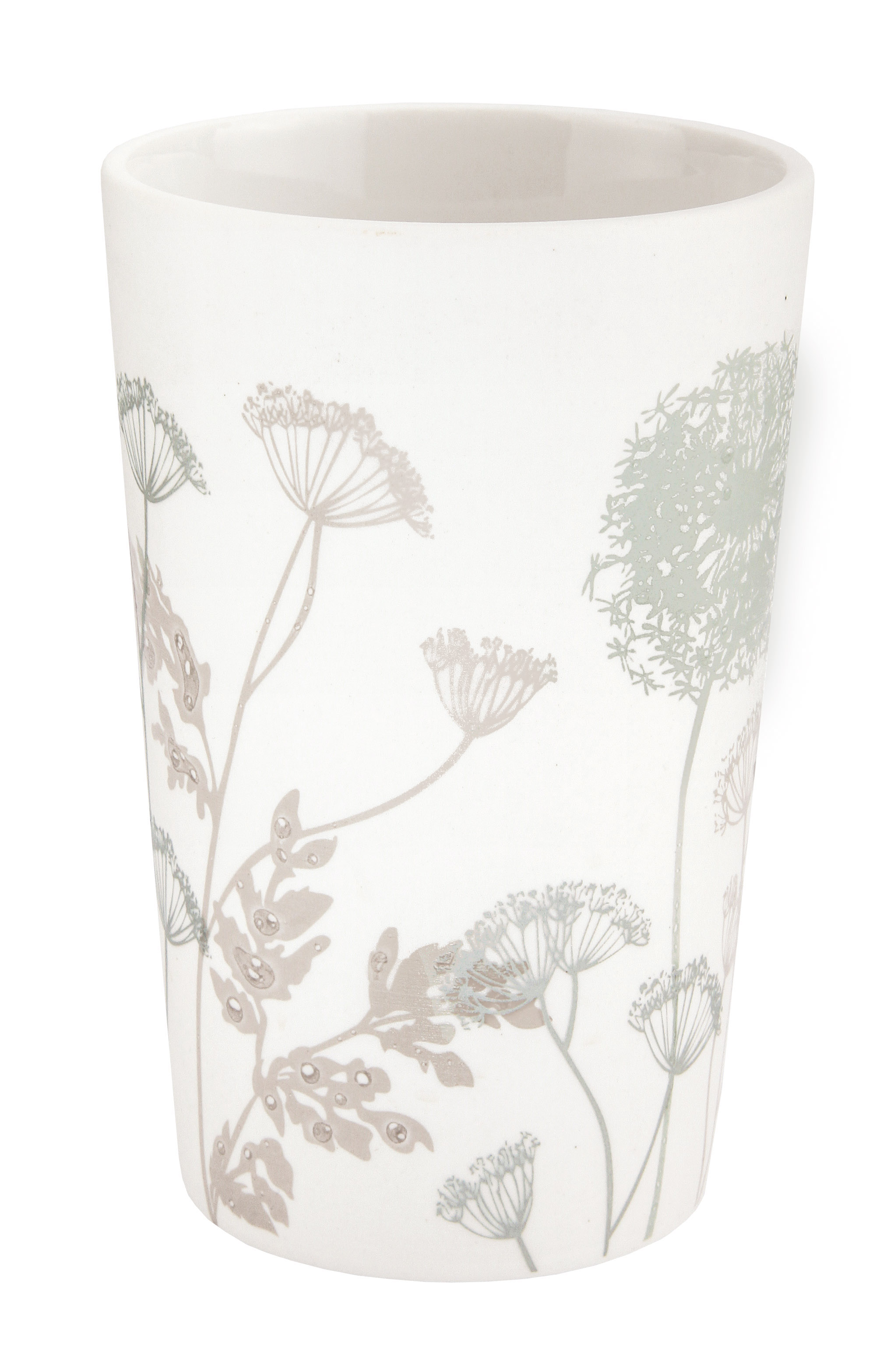 Zahnputzbecher SAVANNAH Nebel Zahnputzbecher aus Keramik mit zartem Blumenmuster in Beige und Grün, ideal für ein stilvolles Badezimmer.