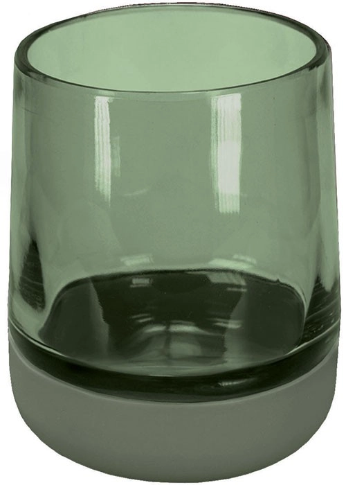 4004478319417 Grüner Zahnputzbecher aus Glas mit modernem, minimalistischen Design. Ideal für stilvolle Badezimmerdekoration.