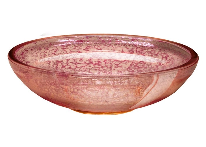 4004478305298 Handgefertigtes Waschbecken aus Glas in elegantem Rosa mit einzigartigem Muster. Perfekt für stilvolle Badezimmer.