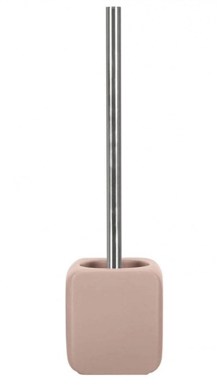 4004478221864 Elegante WC-Bürste mit modernem Design. Quadratischer, beiger Behälter und Edelstahlgriff. Ideal für stilvolle Badezimmer.