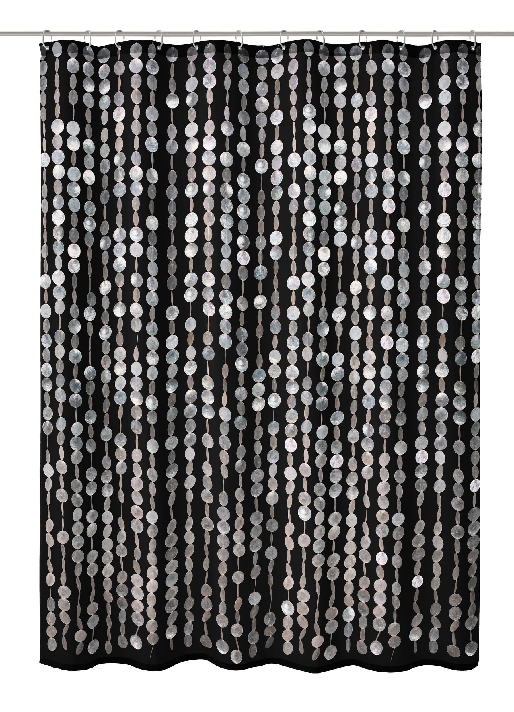 Duschvorhang Textil PERLA Schwarz 180 x 200 cm Duschvorhang Textil PERLA Schwarz 180 x 200 cm