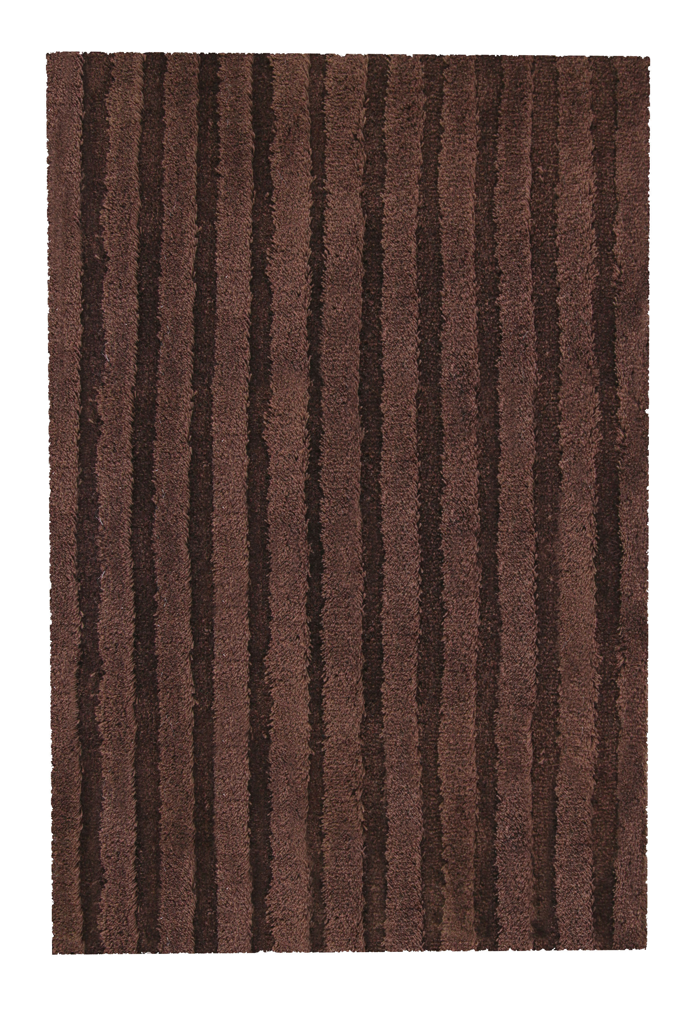 Badteppich CORD Nussbraun 60 x 100 cm Brauner Teppich mit vertikalen Streifen in verschiedenen Brauntönen, weiche Textur, ideal für Wohn- und Schlafzimmer.