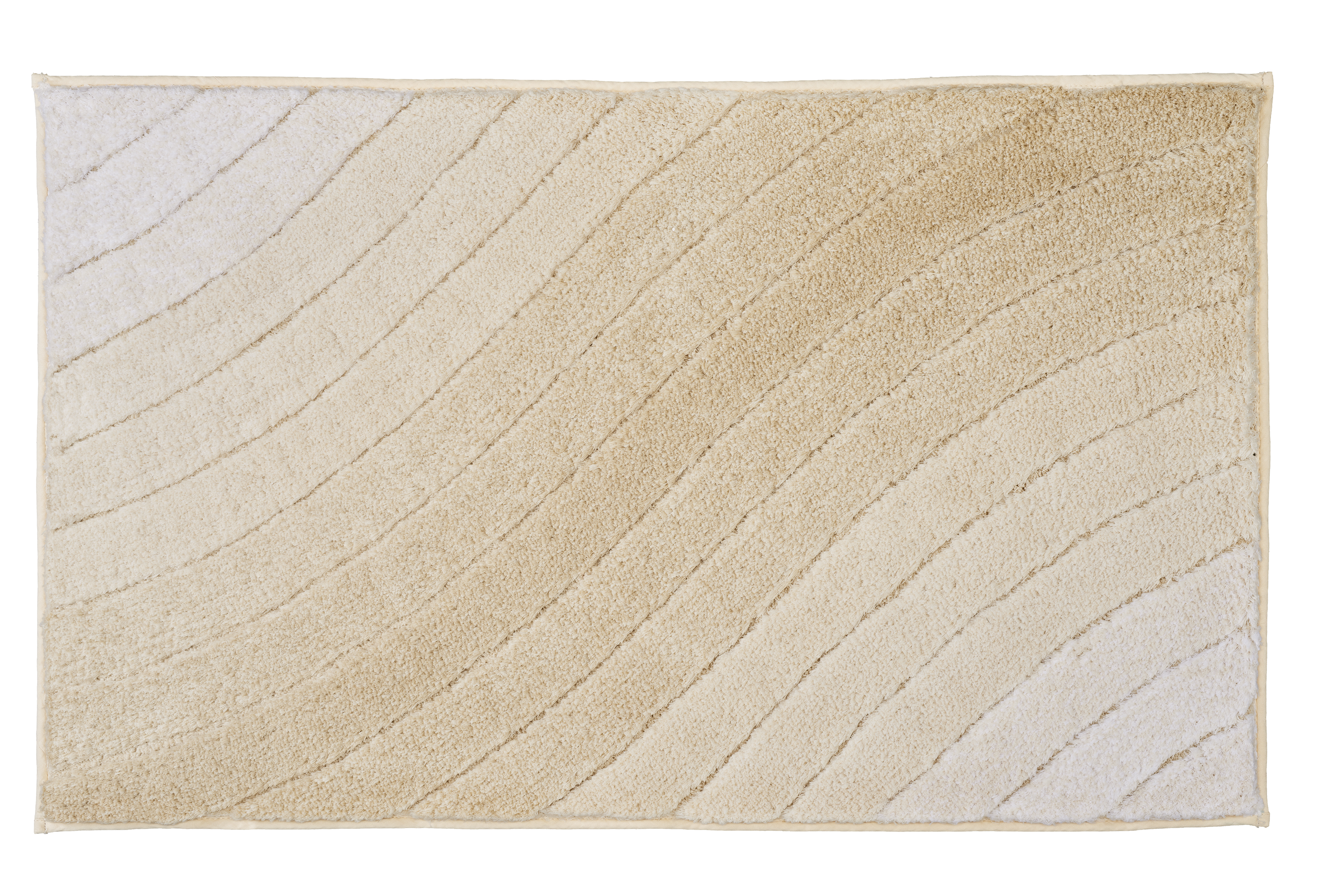 Beige Badematte mit wellenförmigem Muster, weiche Textur, ideal für Badezimmer, rutschfest und pflegeleicht.