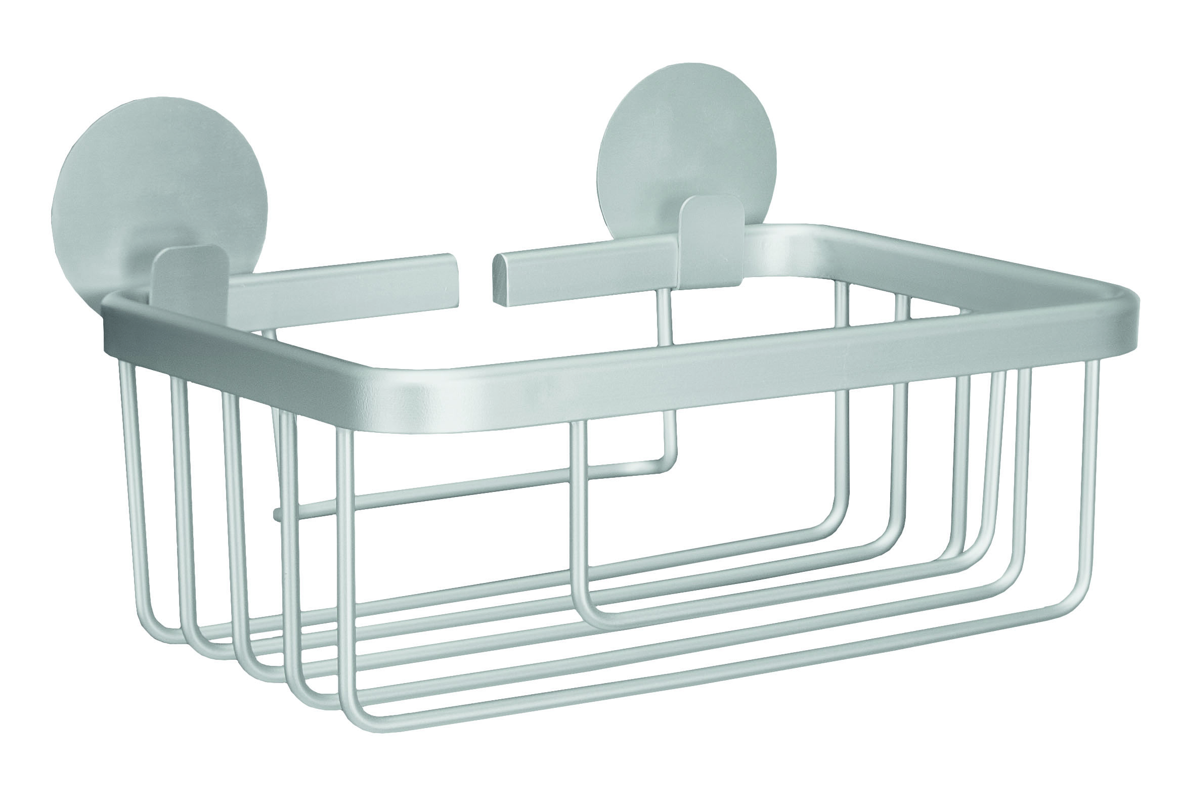 Korb rechteckig ROCCO Aluminium Eck-Duschkorb aus Edelstahl mit Saugnäpfen, ideal zur Aufbewahrung von Duschutensilien. Modernes und funktionales Design.
