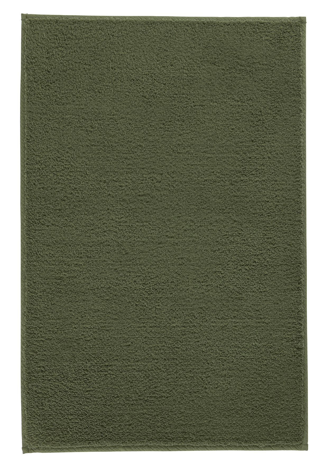 Grüne Badematte aus weichem, flauschigem Material, rechteckig, ideal für Badezimmer und Wellnessbereiche.