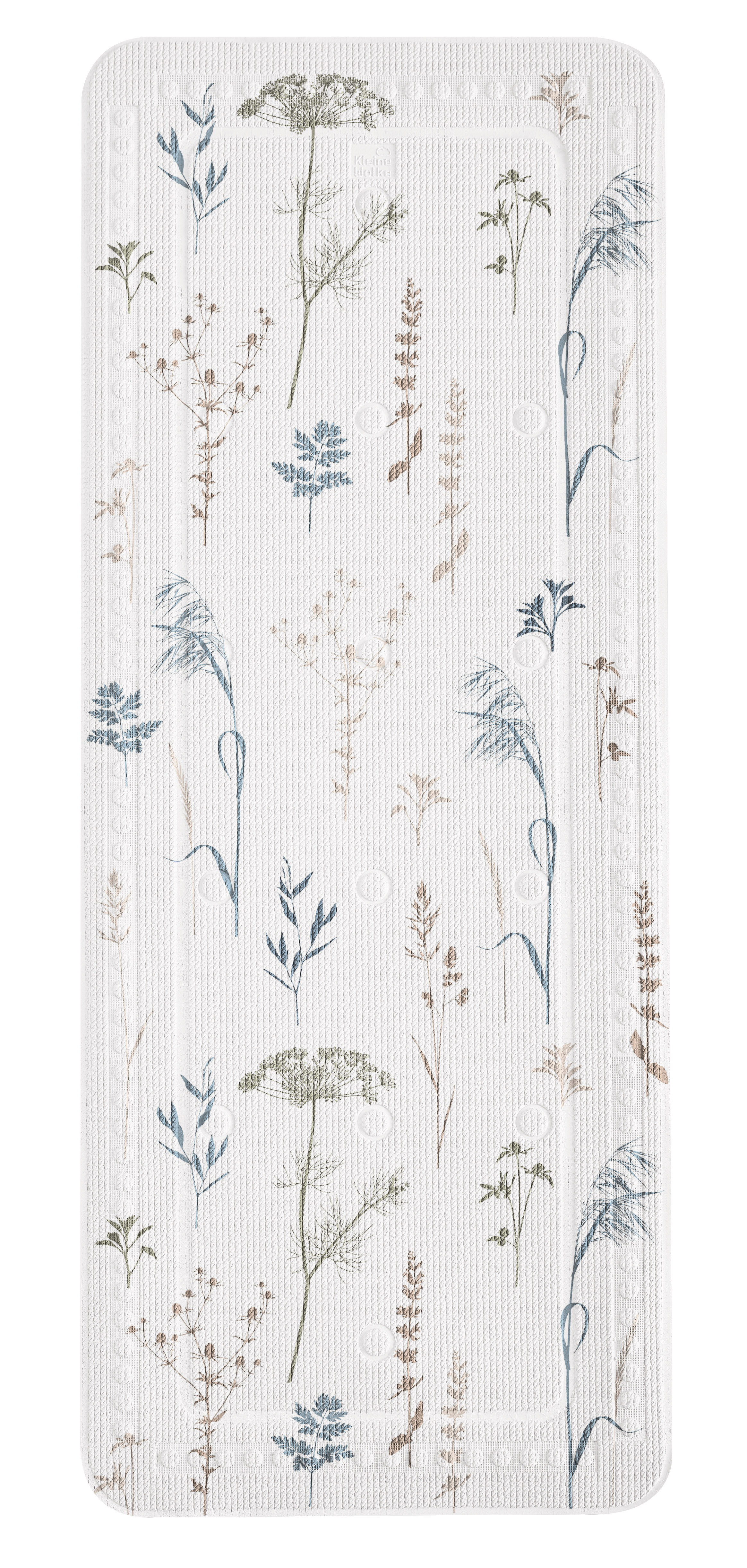 Wanneneinlage SAVANNAH Multicolor 36 x 92 cm Rutschfeste Badematte mit zarten, floralen Mustern in Blau und Grün auf weißem Hintergrund. Ideal für ein stilvolles Badezimmer.