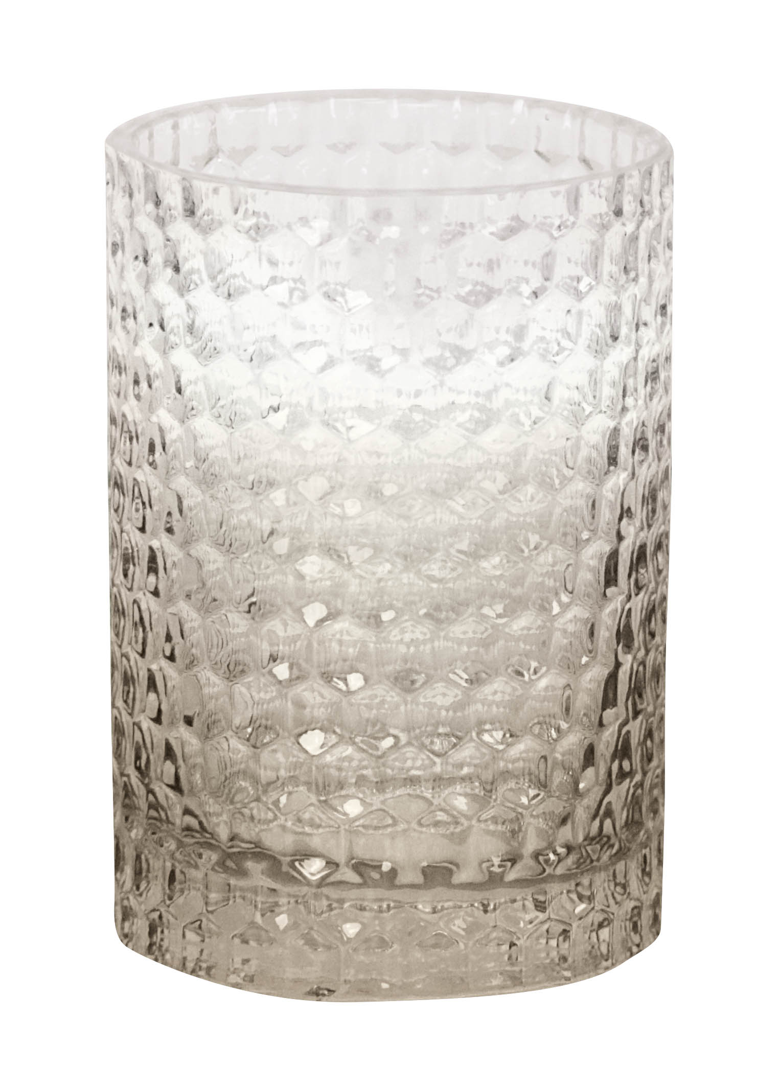 Transparenter Zahnputzbecher aus strukturiertem Glas mit elegantem, modernem Design. Perfekt für stilvolle Badezimmer.