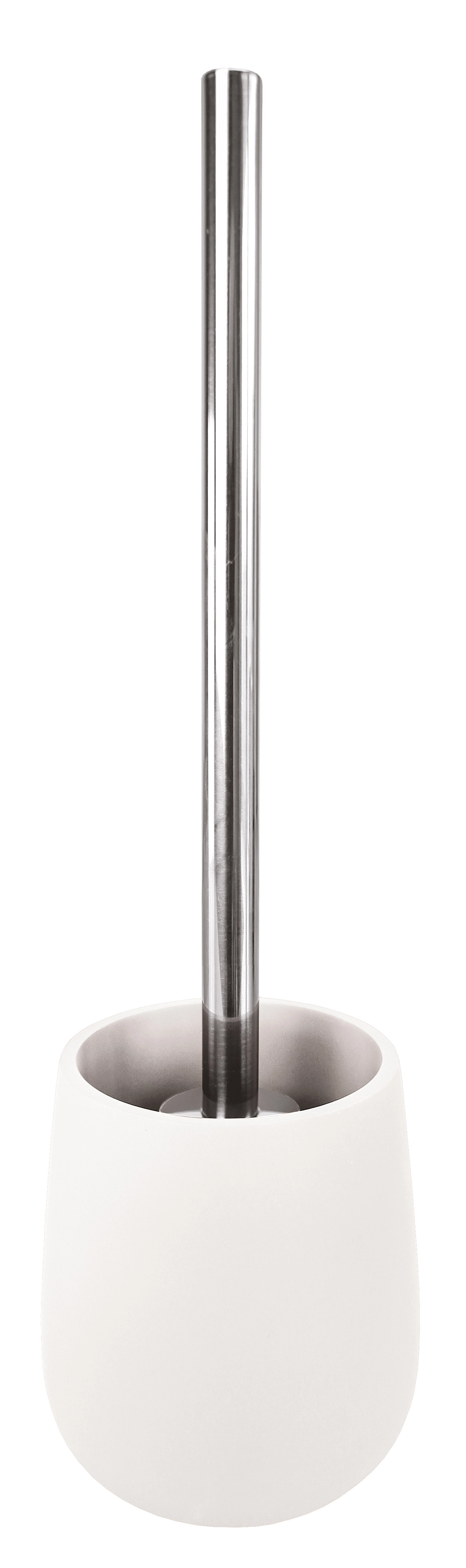 Toilettenbürste mit modernem Design, weißem Halter und Edelstahlgriff. Ideal für stilvolle Badezimmer.