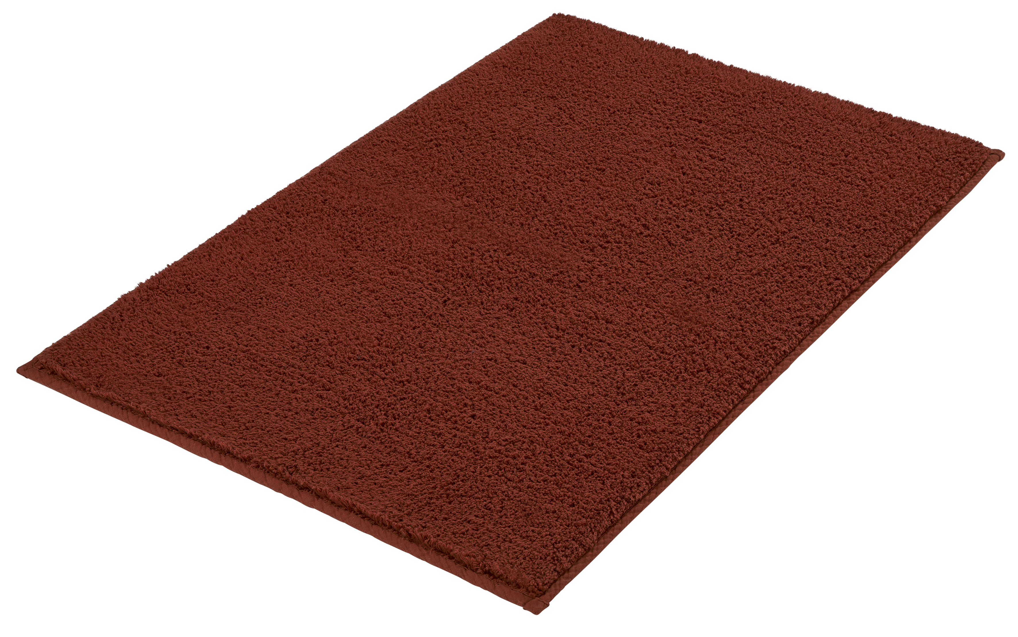 Weicher, rechteckiger Teppich in warmem Braunton, ideal für Badezimmer oder Wohnräume, mit flauschiger Oberfläche.