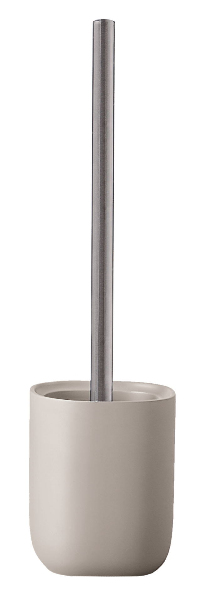 Toilettenbürstenhalter in modernem Design, beige, mit Edelstahlgriff. Ideal für stilvolle Badezimmer.