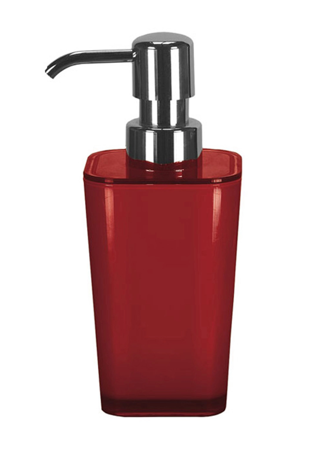 Seifenspender EASY Mohnrot Roter Seifenspender mit glänzendem Chrom-Pumpkopf, modernes Design, ideal für Badezimmer und Küchen.