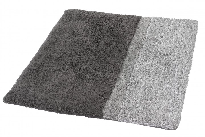 Weicher, rechteckiger Badteppich in Grau mit zwei Farbtönen. Ideal für ein modernes Badezimmer. Hochwertiges, flauschiges Material.