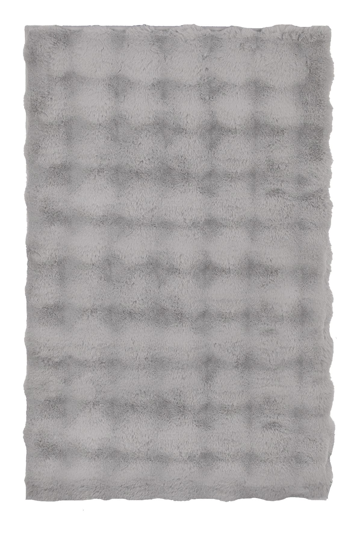 Badteppich CLOUD Silbergrau 70 x 120 cm Weicher, grauer Badezimmerteppich mit flauschiger Oberfläche und wellenförmigem Muster für ein gemütliches Ambiente.