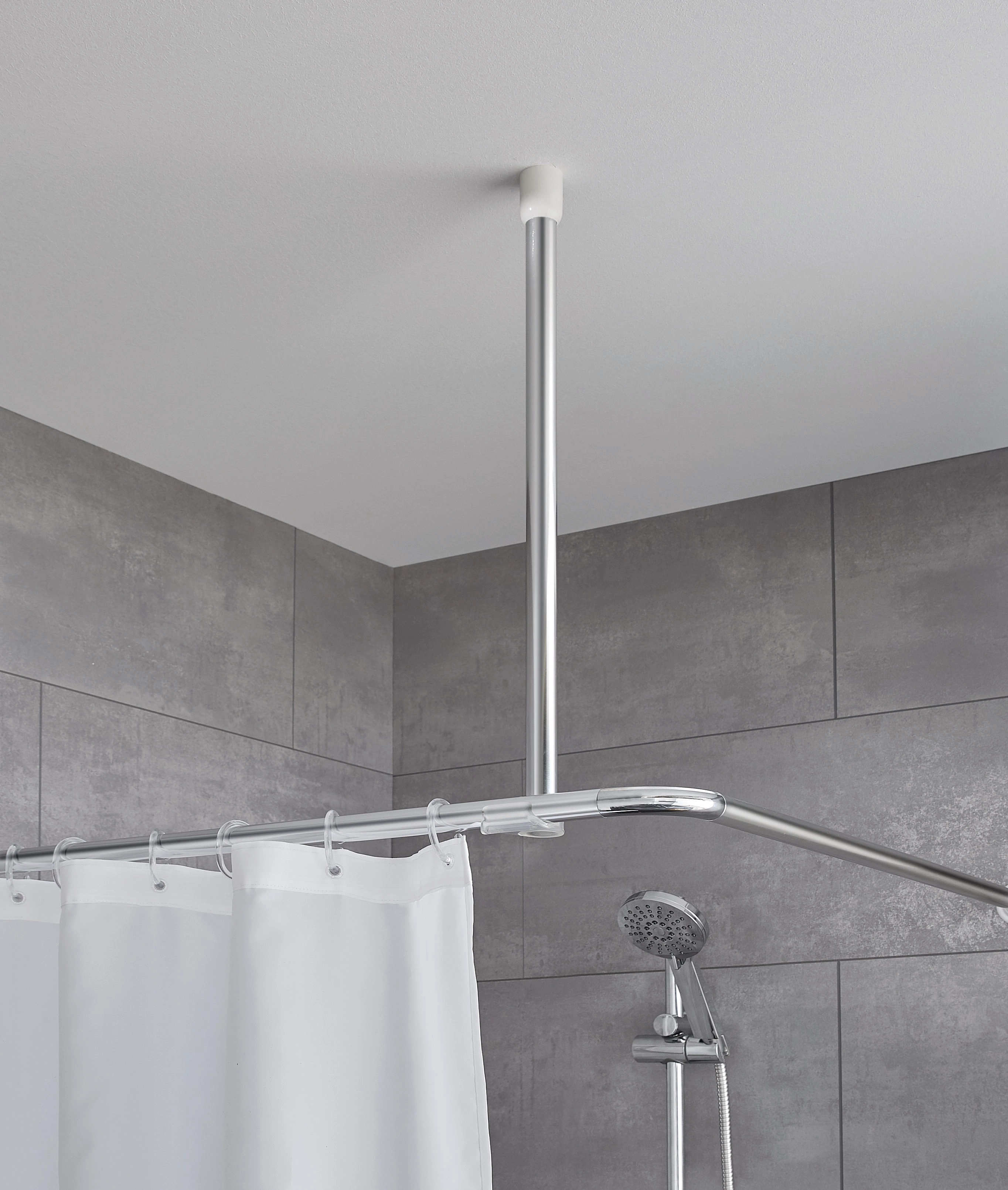 Deckenhalterung für Duschvorhangstangen ⌀ 25 mm Chromfarben 60 cm Deckenhalterung in Chrom für Duschvorhang, modernes Design, einfache Montage, ideal für stilvolle Badezimmer.