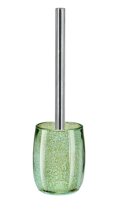 4004478289345 Grüner Toilettenbürstenhalter mit glänzendem Stiel, elegantes Design, ideal für moderne Badezimmer.