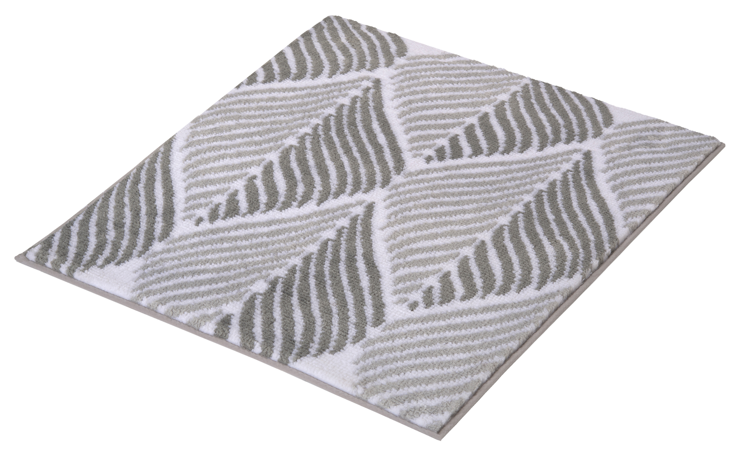 Badteppich LEAF Anthrazit 50 x 60 cm Badematte mit modernem Blätterdesign in Grau und Weiß, weiche Textur, rutschfeste Unterseite, ideal für Badezimmer.