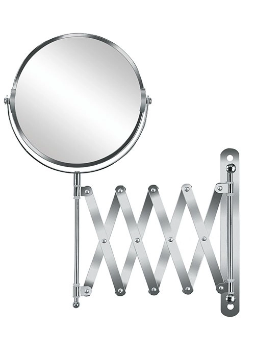 4004478290785 Verchromter, ausziehbarer Kosmetikspiegel mit runder Spiegelfläche und schwenkbarem Arm für flexible Nutzung im Badezimmer.