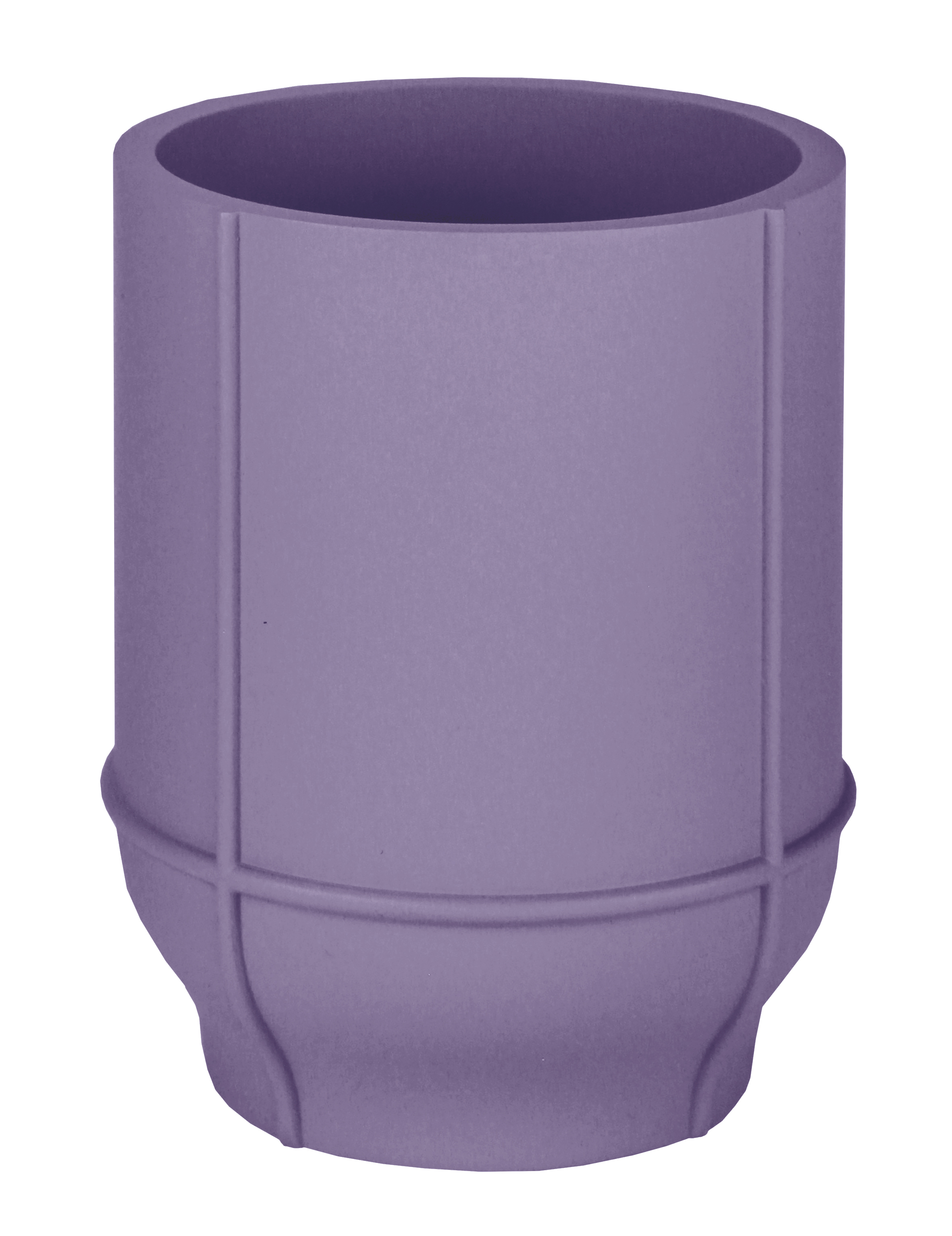 Moderner, lila Blumentopf mit schlichtem Design und glatter Oberfläche, ideal für Innen- und Außendekoration.