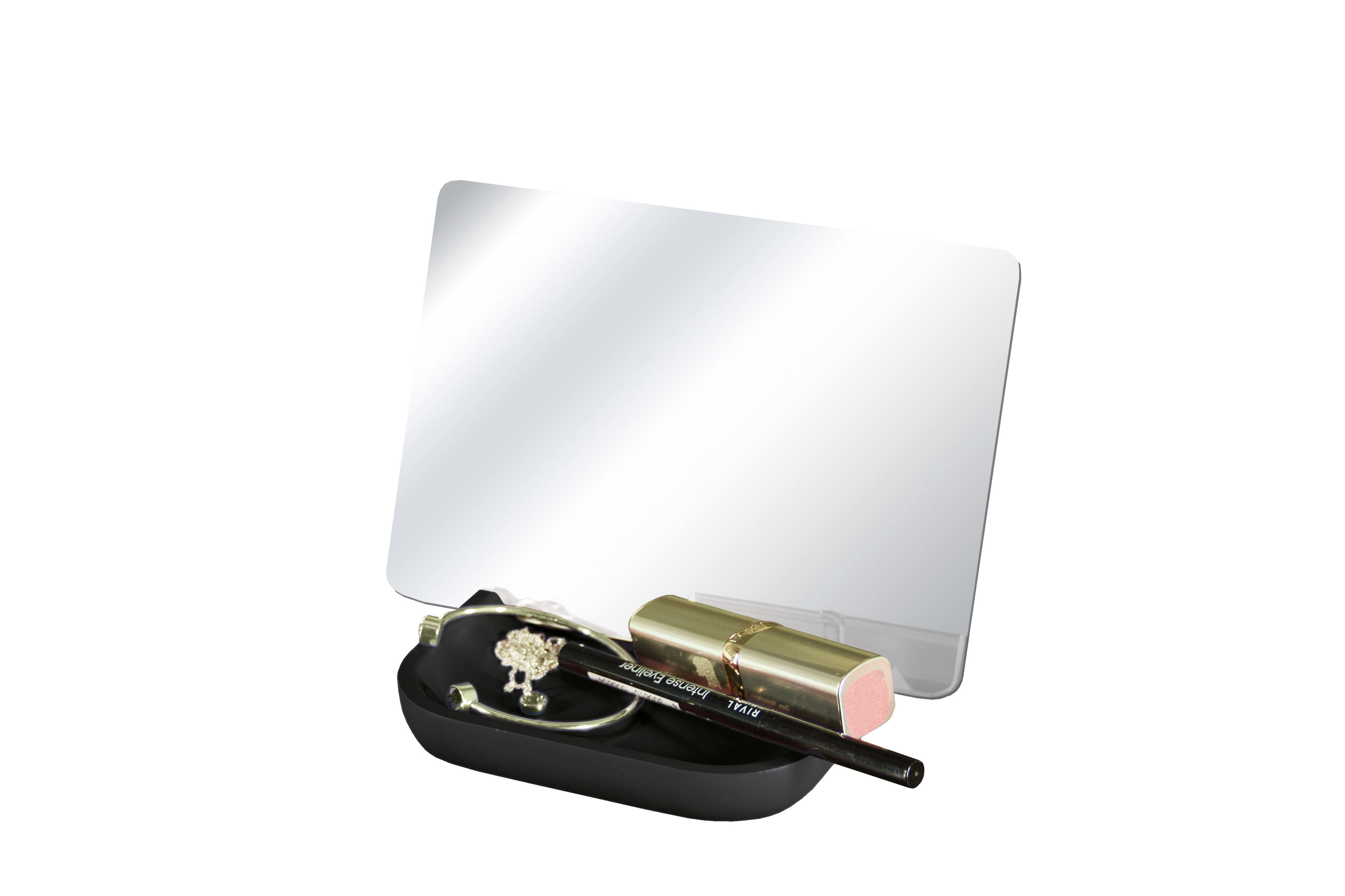Kosmetikspiegel TRAY MIRROR Schwarz Schlichter Kosmetikspiegel mit schwarzem Ablagefach, ideal für Make-up und Schmuckaufbewahrung.
