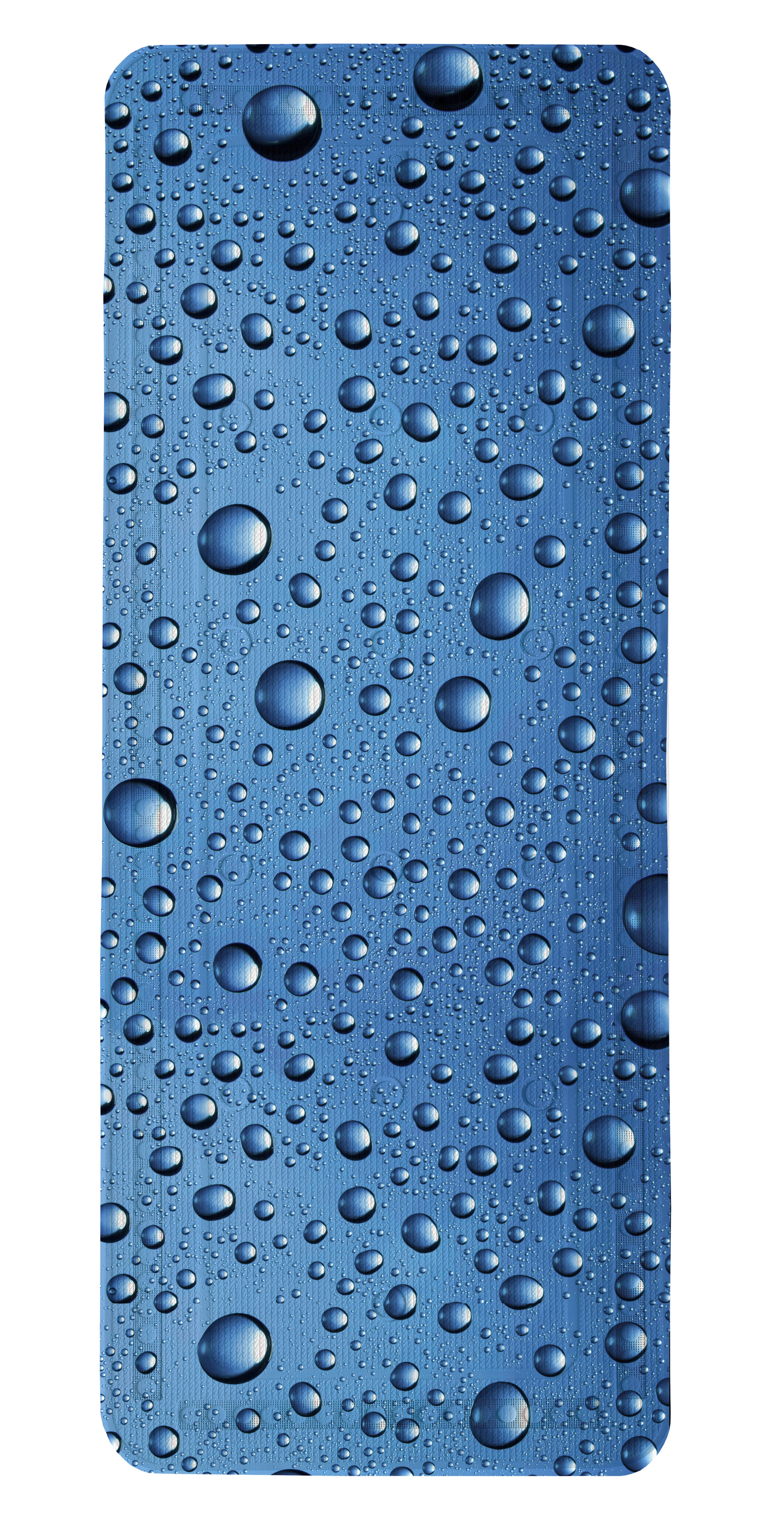 Wanneneinlage BUBBLE Marineblau 36 x 92 cm Blaue Badematte mit realistischem Wassertropfen-Design, rutschfest und pflegeleicht. Perfekt für jedes Badezimmer.