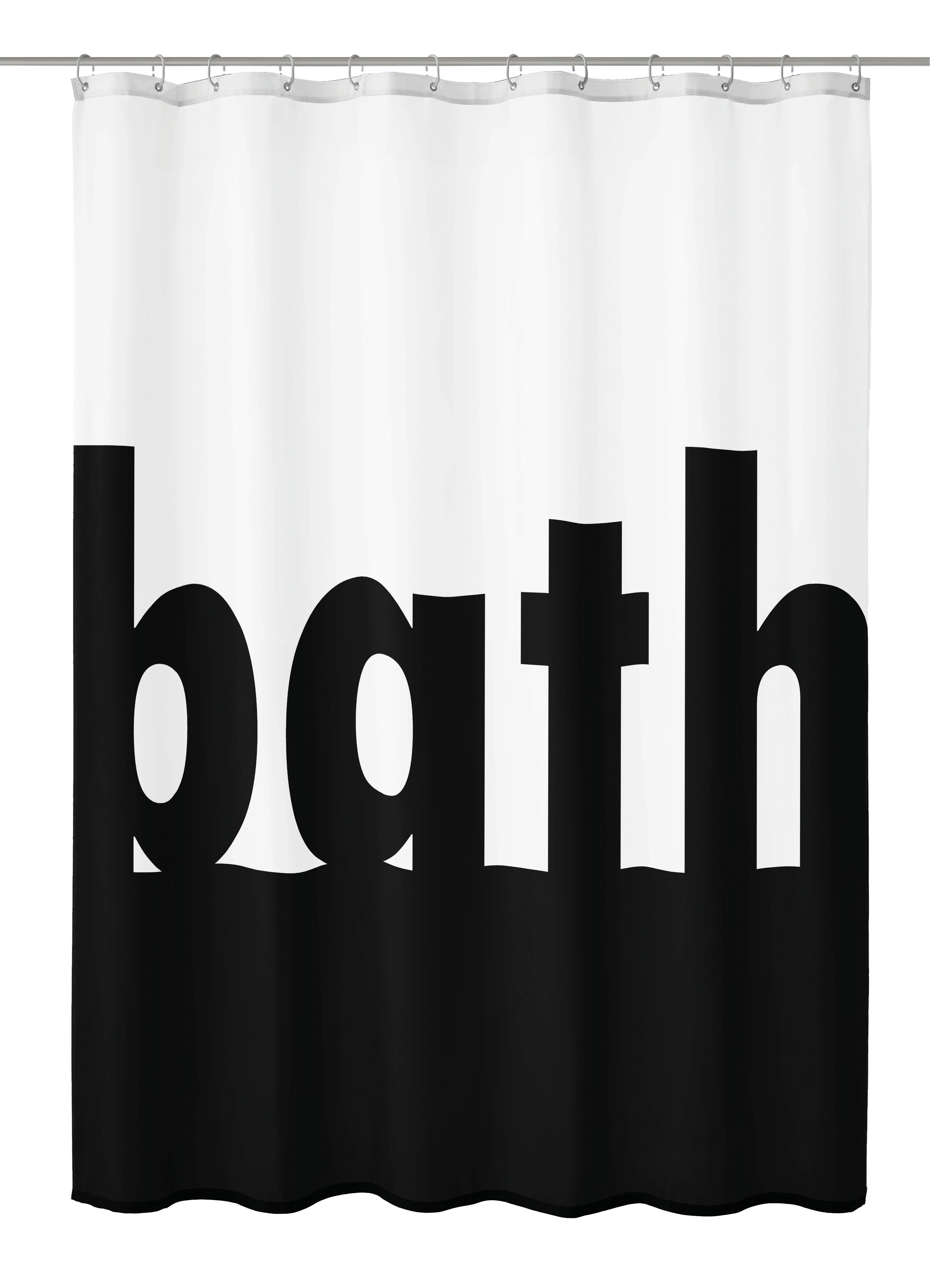 Duschvorhang TXT, Bath Schwarz Weiß, 180x200 cm