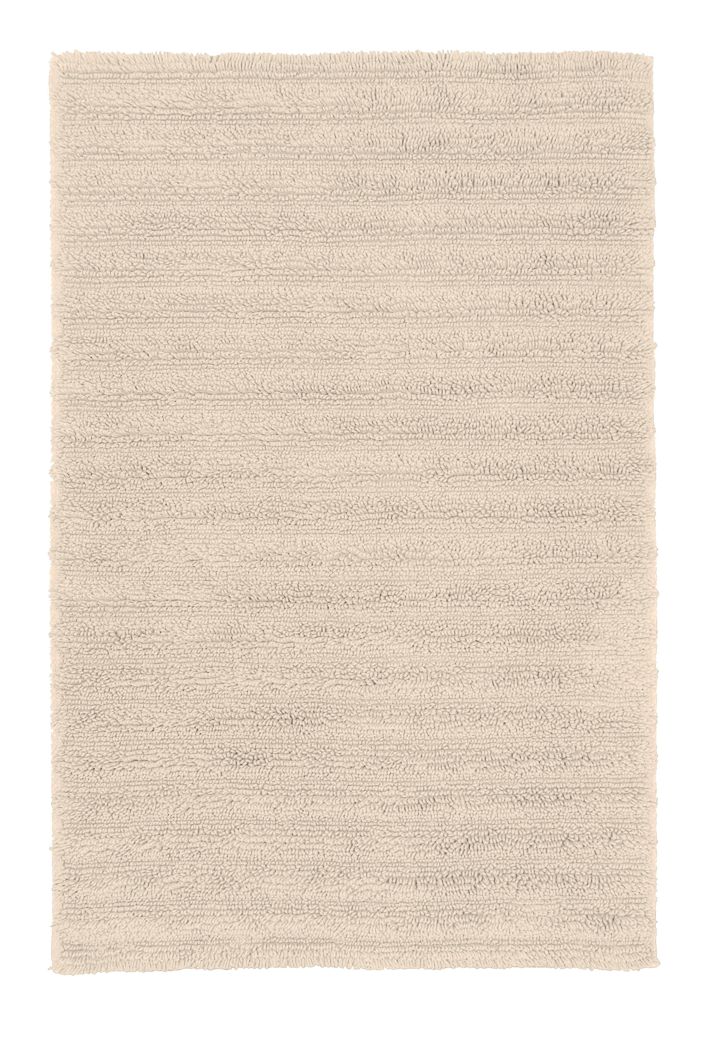 Beige Badematte mit weicher, flauschiger Oberfläche und dezentem Streifenmuster, ideal für ein gemütliches Badezimmer.
