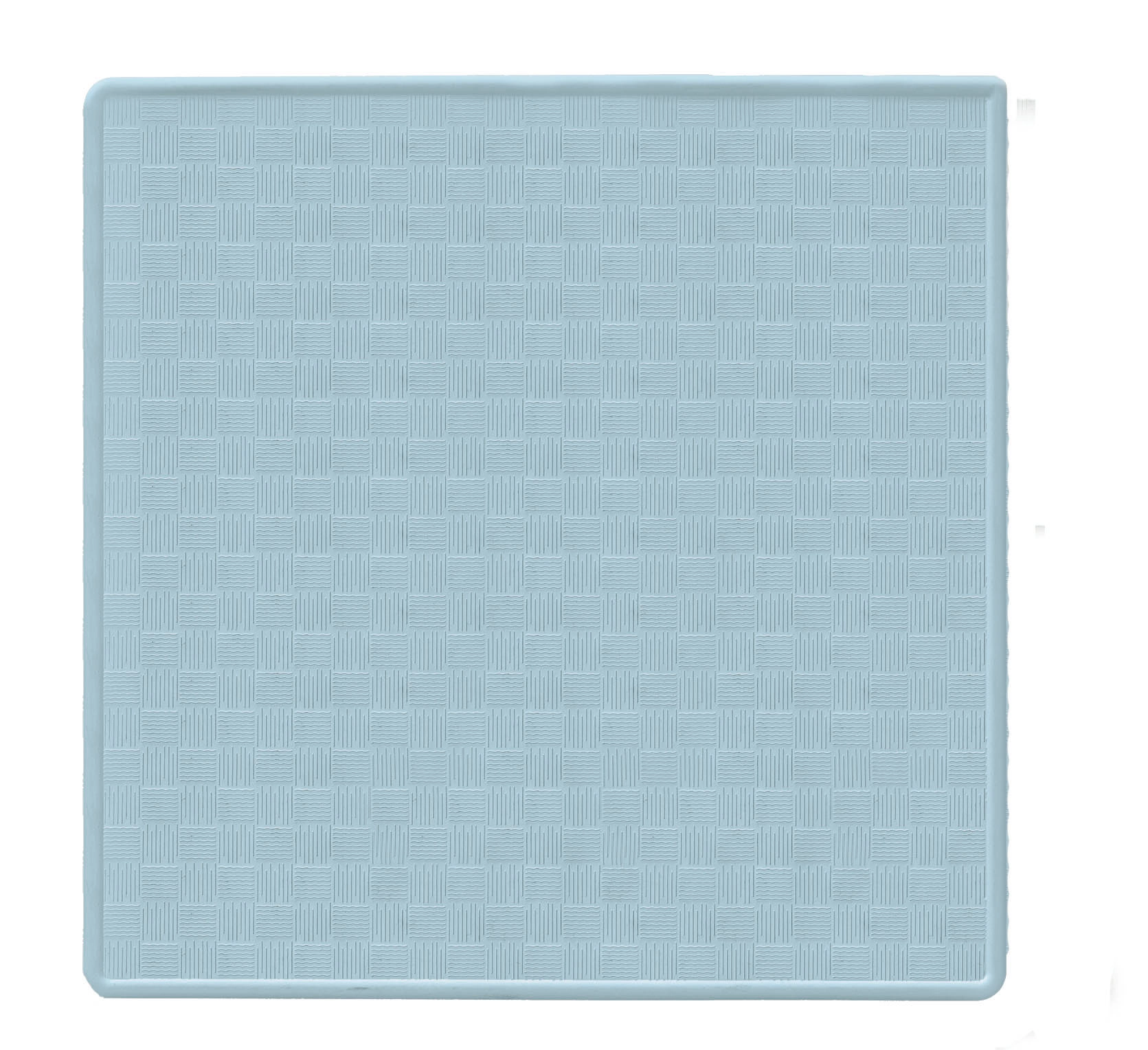 Blaue, rutschfeste Badematte mit quadratischem Muster für sicheren Halt und Komfort im Badezimmer.