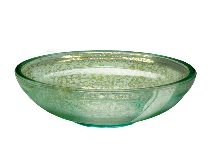4004478289321 Grüne Glaswaschschüssel mit marmorierter Textur und glänzender Oberfläche. Ideal für stilvolle Badezimmer.