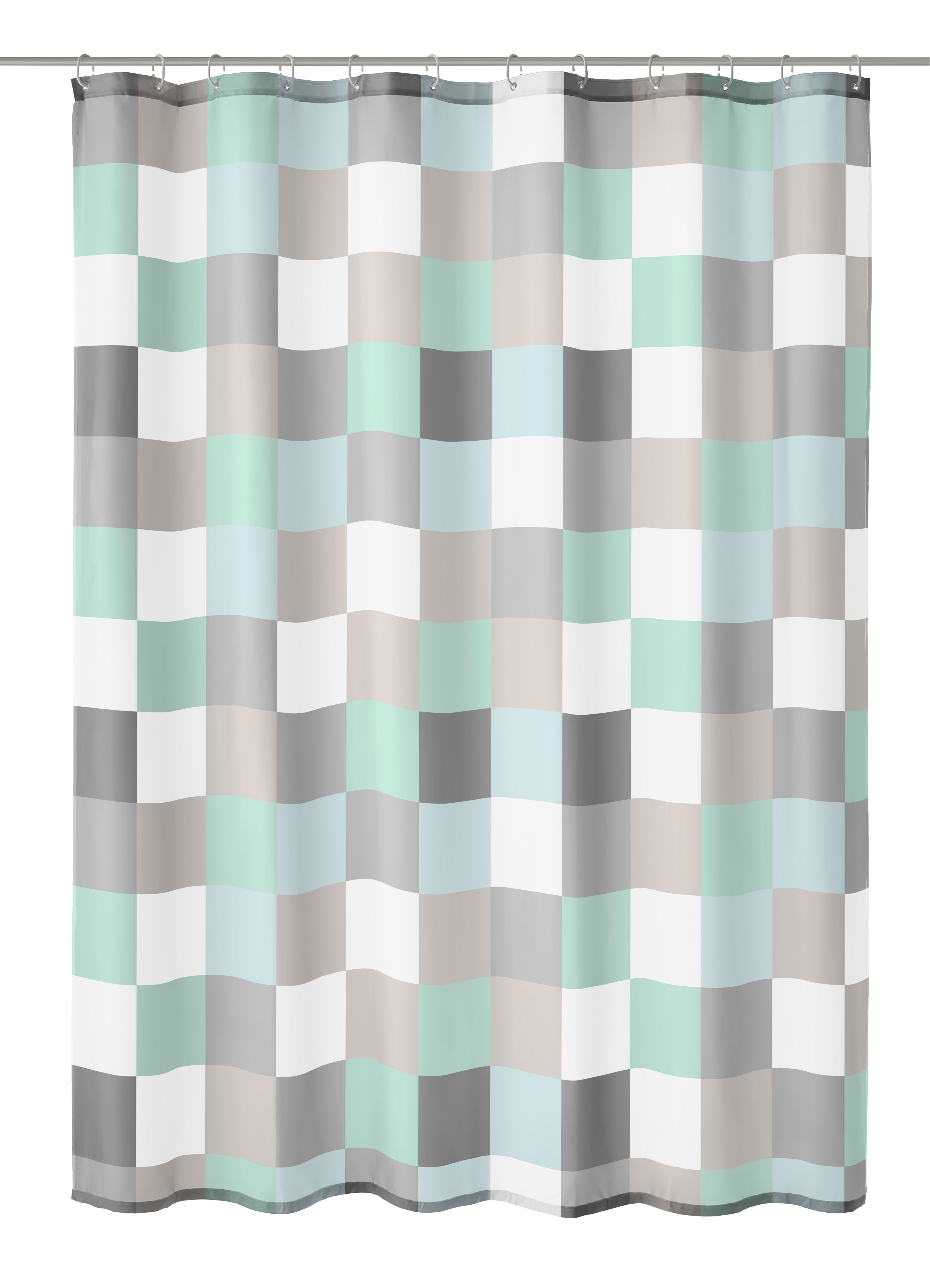 Duschvorhang Textil CHECK Mare 180 x 200 cm Duschvorhang mit modernem Karomuster in Blau-, Grau- und Weißtönen, ideal für ein stilvolles Badezimmer.