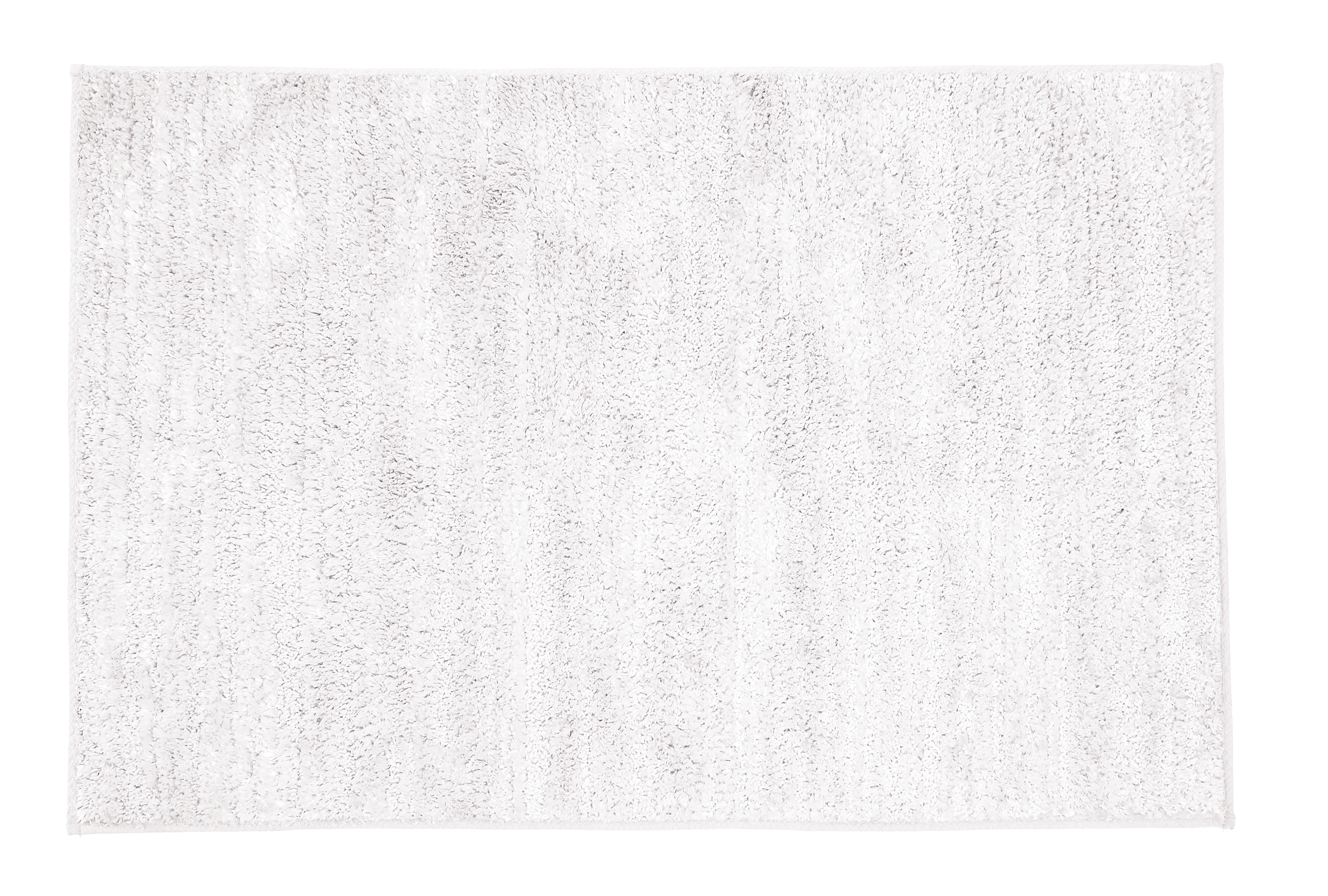 Weißer, flauschiger Badezimmerteppich mit weicher Textur und schlichtem Design für eine elegante und gemütliche Atmosphäre.