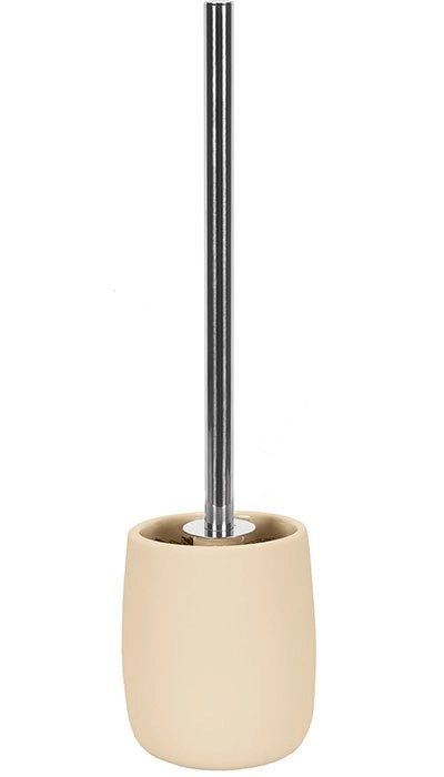 4004478322356 Beigefarbener WC-Bürstenhalter mit schlichtem Design und verchromtem Griff, ideal für moderne Badezimmer.