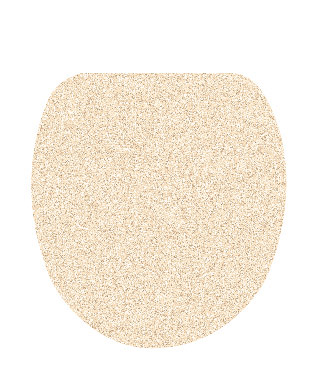 Beige WC-Sitz mit feiner Sandstruktur, schlichtes Design für ein modernes Badezimmer.