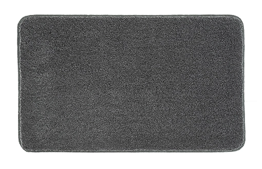 Graue rechteckige Badematte mit weicher, flauschiger Oberfläche. Ideal für Badezimmer und andere Wohnbereiche.