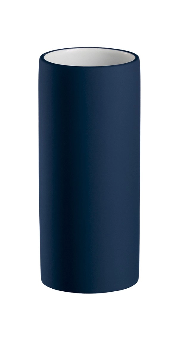 4004478201682 Eleganter, dunkelblauer Zahnputzbecher mit schlichtem Design, ideal für moderne Badezimmer. Hochwertige Keramik, leicht zu reinigen.