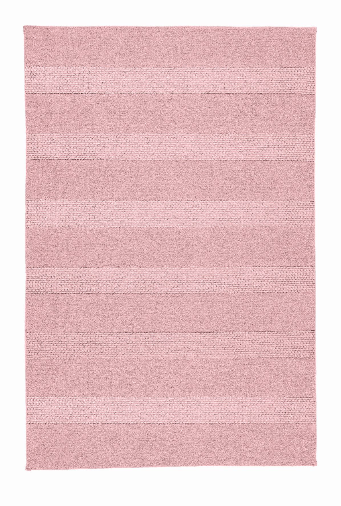 Rosa Teppich mit dezentem Streifenmuster, ideal für Wohn- und Schlafzimmer. Weiche Textur und modernes Design.