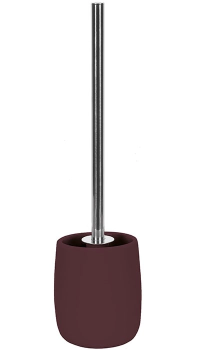 4004478322431 Toilettenbürste mit dunkelrotem Halter und silbernem Griff, modernes Design, ideal für stilvolle Badezimmer.