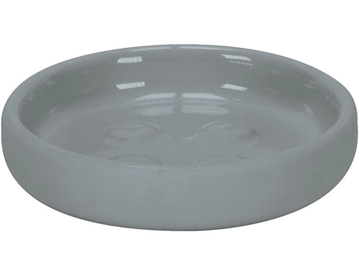 4004478324978 Graue Seifenschale aus Keramik mit glänzender Oberfläche und schlichtem Design. Ideal für Badezimmer und Gäste-WCs.