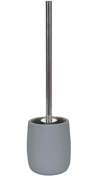 4004478325005 Moderner Toilettenbürstenhalter in Grau mit Edelstahlgriff, minimalistisches Design, ideal für stilvolle Badezimmer.