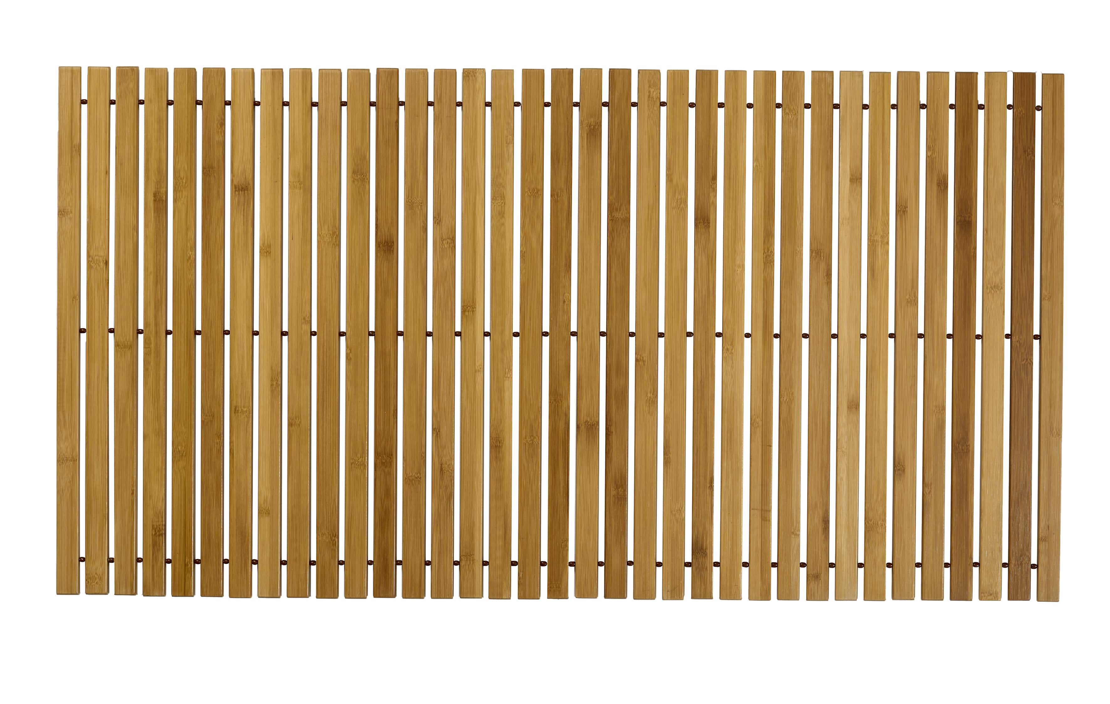 Badematte aus Bambus LEVEL Natur 60 x 115 cm Bambus-Badematte mit modernem, gestreiftem Design. Ideal für Badezimmer, rutschfest und umweltfreundlich.