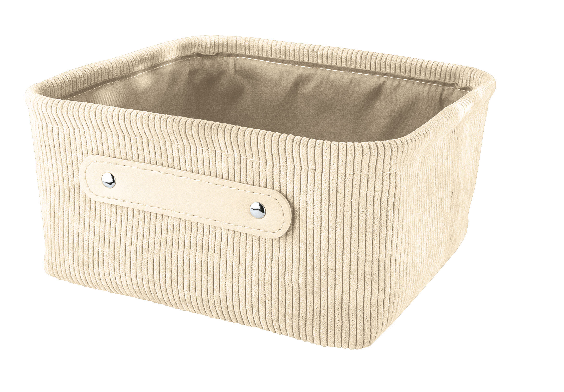 Aufbewahrungskorb BEDFORD Beige M Beiger Aufbewahrungskorb aus Stoff mit Griffen, ideal für die Organisation von Haushaltsgegenständen.