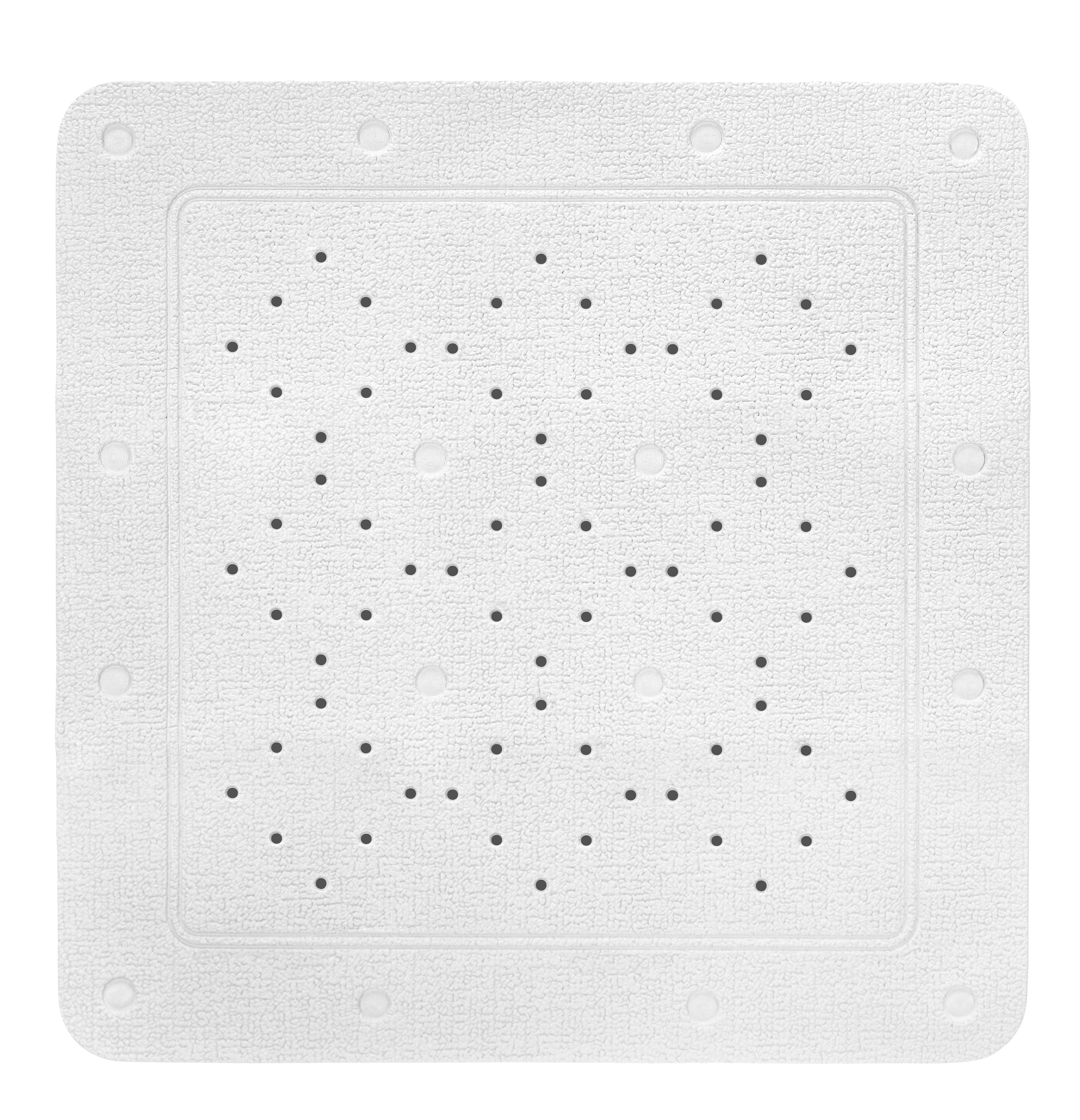 Duscheinlage JOY Weiß 55 x 55 cm Rutschfeste, quadratische Duschmatte in Weiß mit strukturiertem Muster und Abflusslöchern für sicheren Halt im Badezimmer.