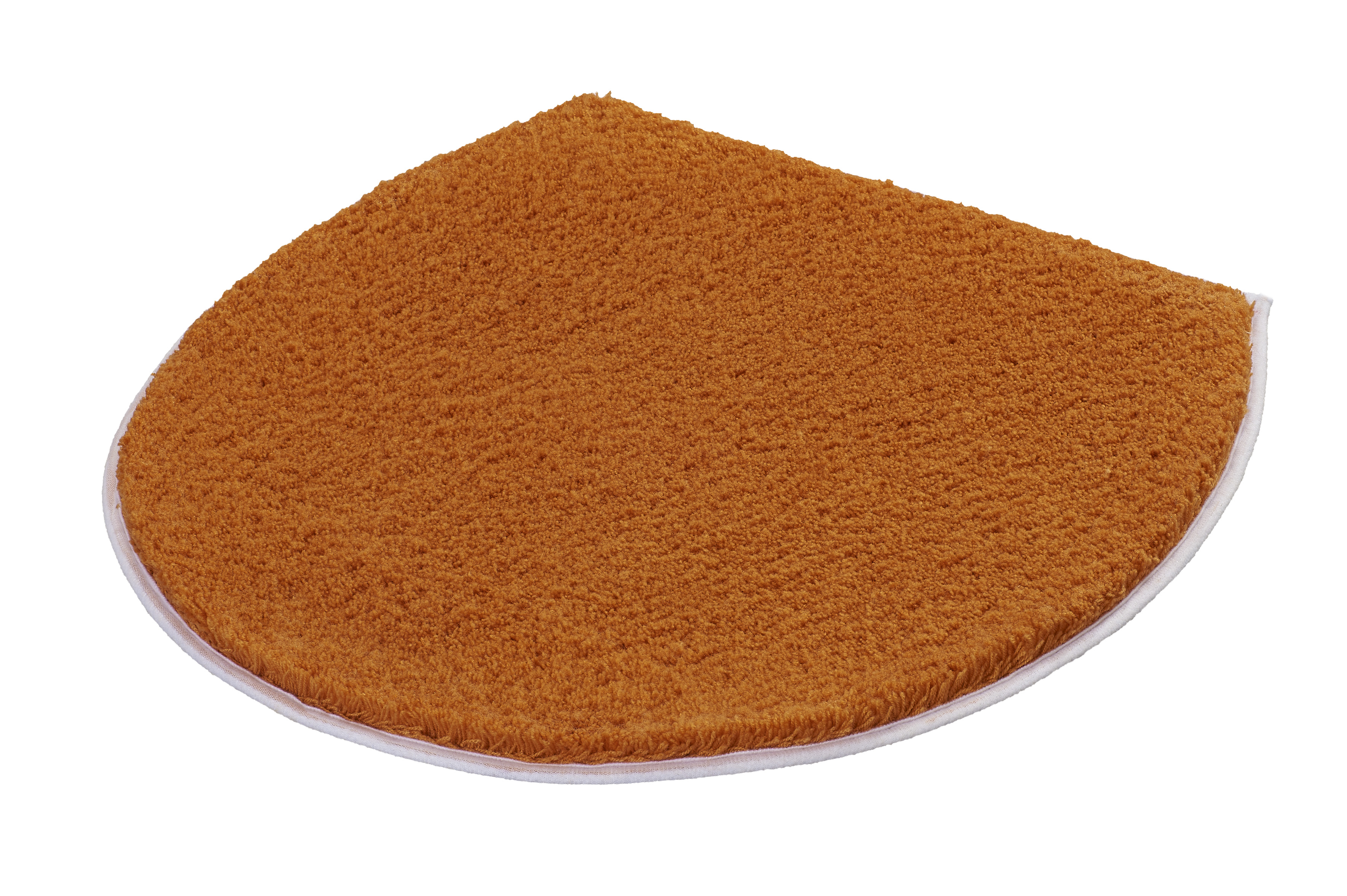 WC-Deckelbezug SOFT Rost 47 x 50 cm Halbrunder, orangefarbener WC-Vorleger aus weichem Material mit weißem Rand. Perfekt für ein gemütliches Badezimmer.