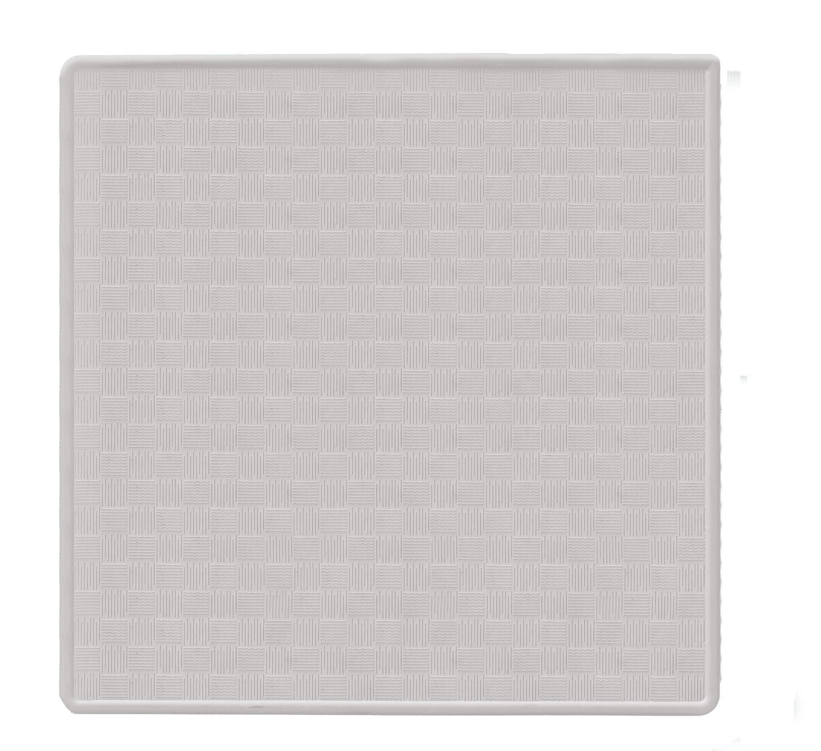 Rutschfeste, quadratische Duschmatte in Beige mit dezentem Karomuster. Ideal für sicheren Stand im Badezimmer.
