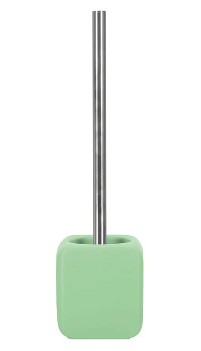 4004478267565 Moderner WC-Bürstenhalter in Mintgrün mit Edelstahlgriff, quadratisches Design, ideal für stilvolle Badezimmer.