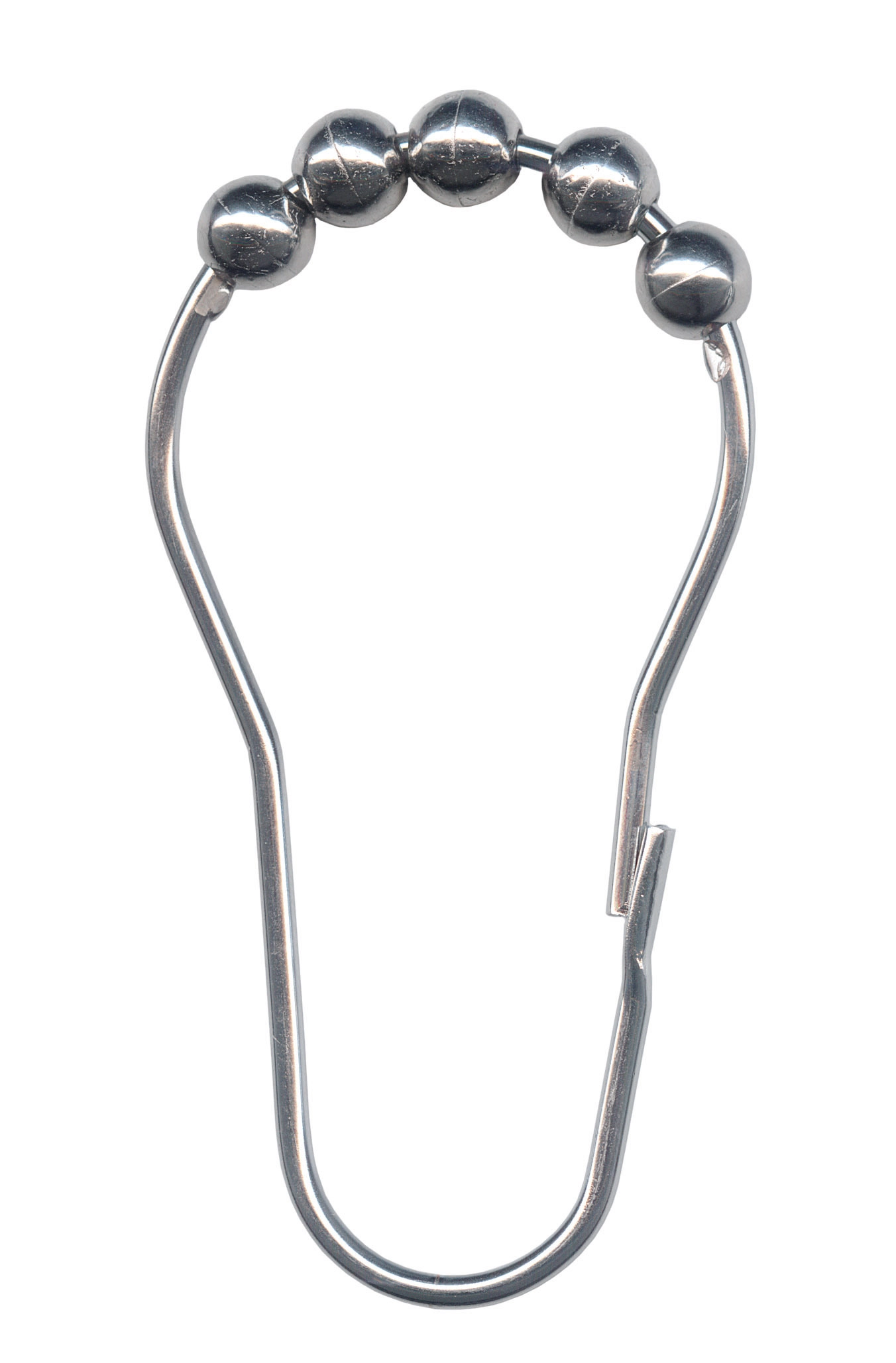 Duschvorhangring aus Edelstahl mit fünf Kugeln für leichtes Gleiten. Ideal für moderne Badezimmer.