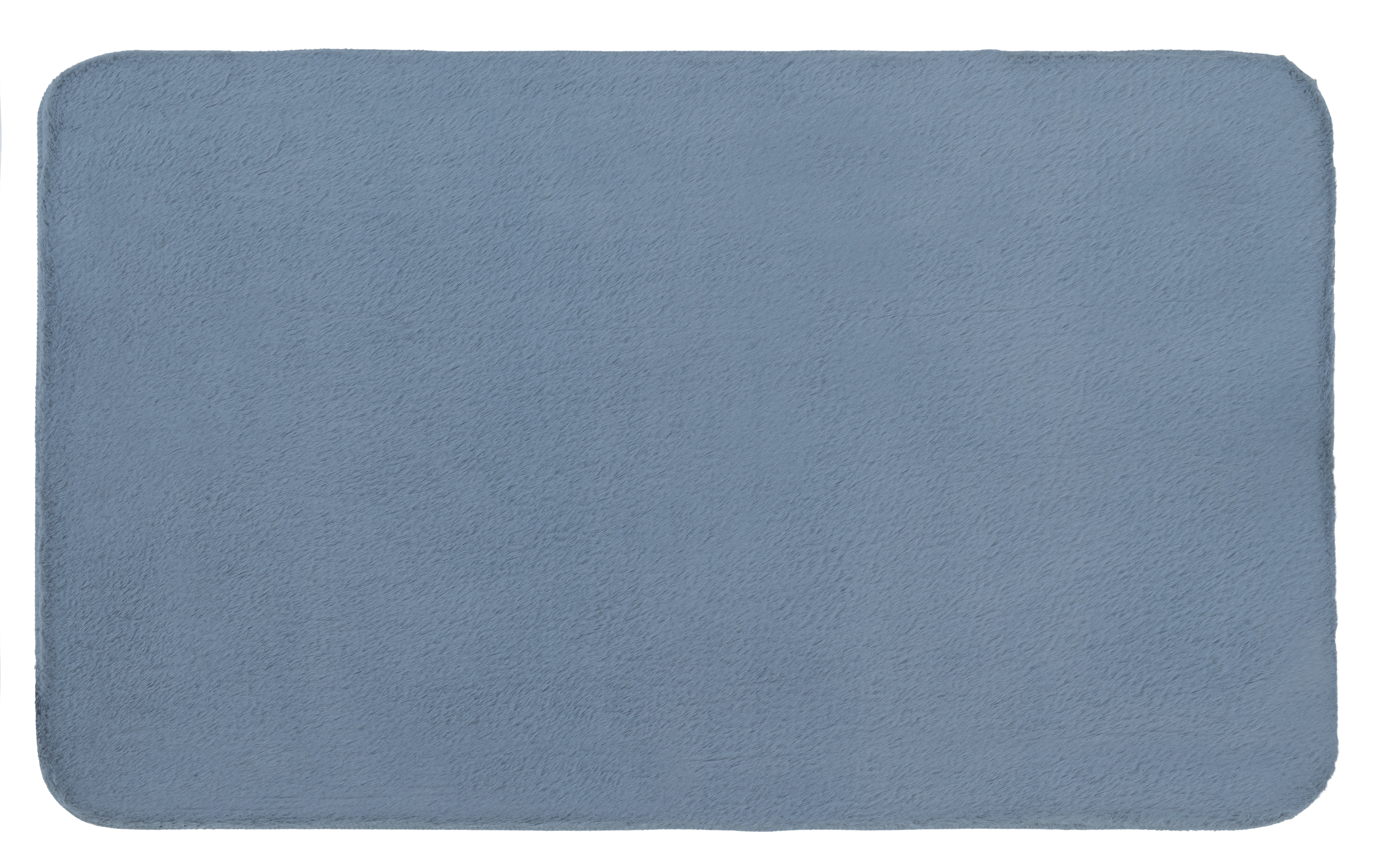 Weiche, rechteckige Badematte in dezentem Hellblau, ideal für ein modernes Badezimmer.