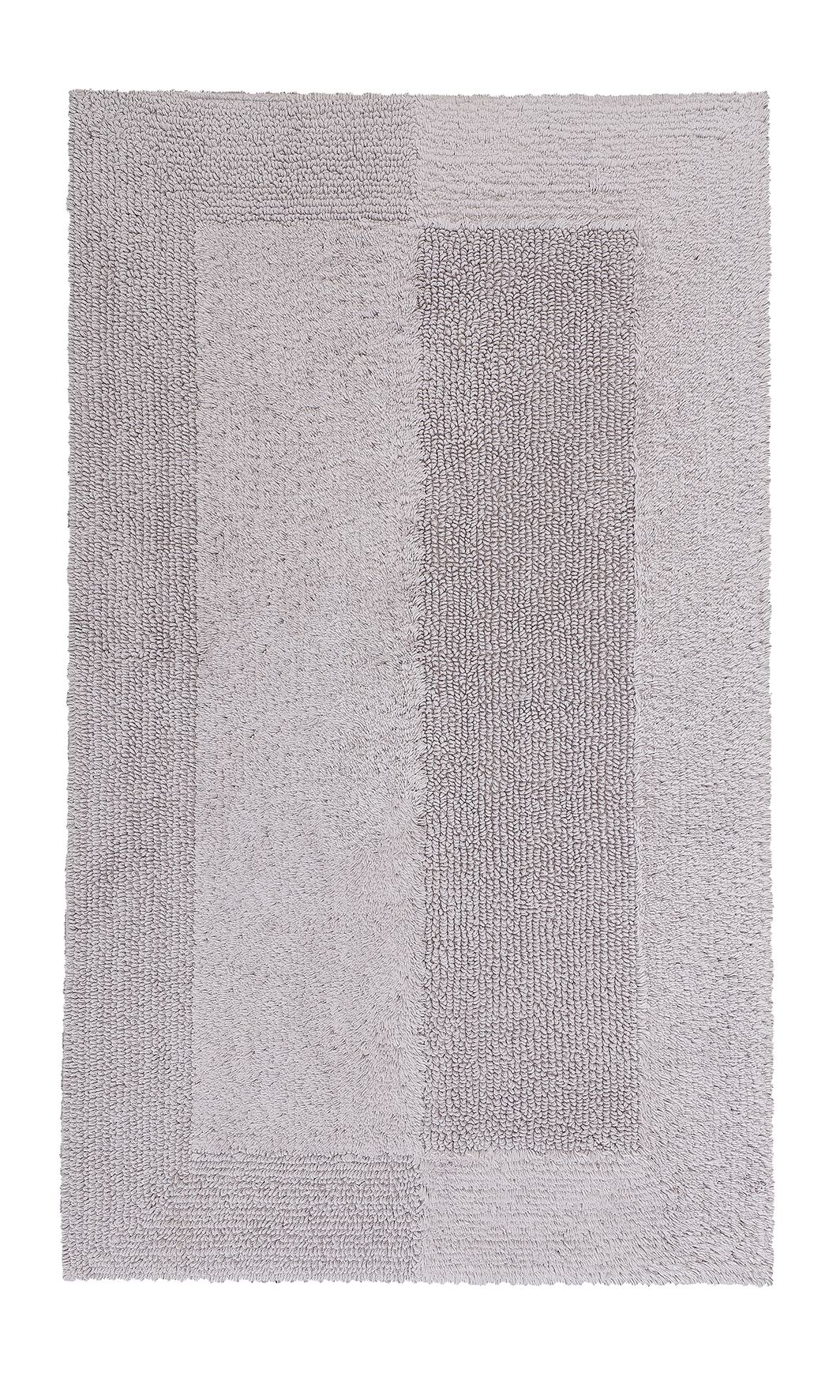 Badteppich HAVANNA Silbergrau 60 x 100 cm Grauer rechteckiger Badteppich mit strukturiertem Muster und verschiedenen Schattierungen für ein stilvolles Badezimmer.